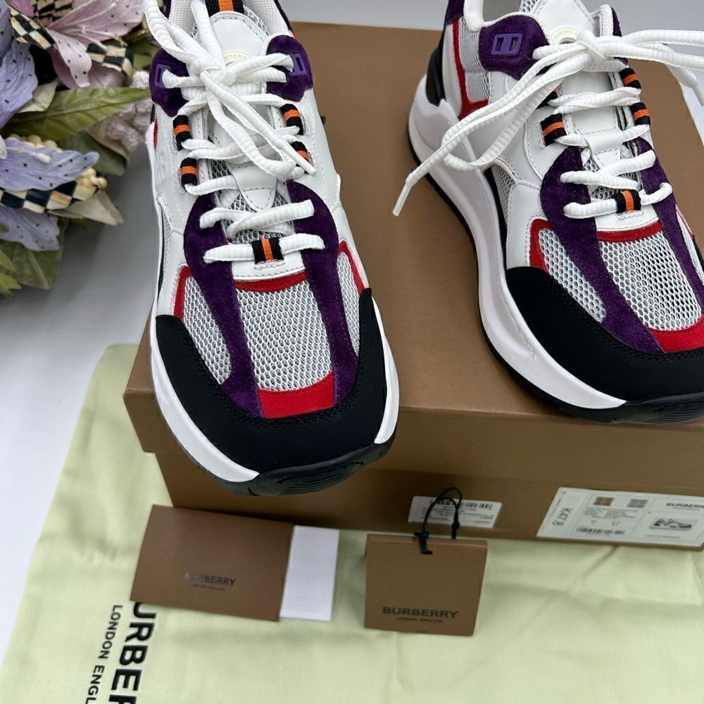 Men’s Burberry logo print trainer sneakers size 8, made in Italy - Picture 4 of 10